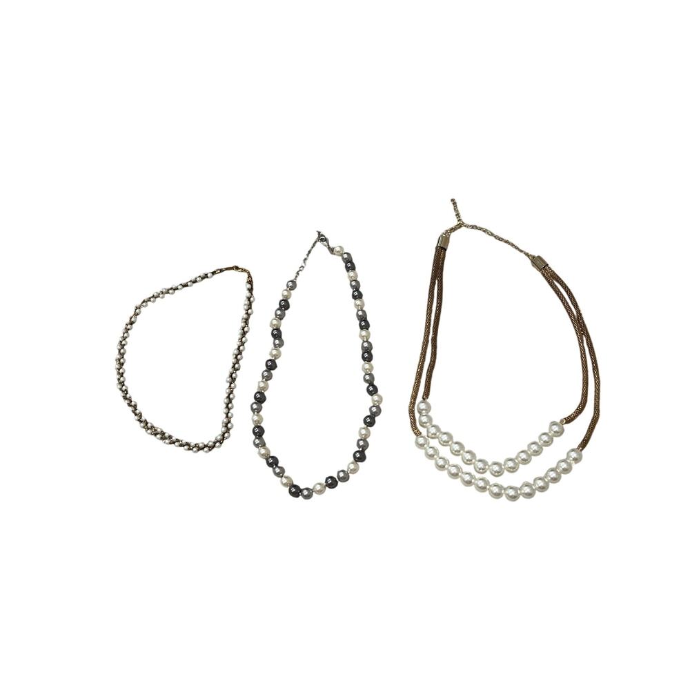 3 faux pearl or‎ bead necklaces